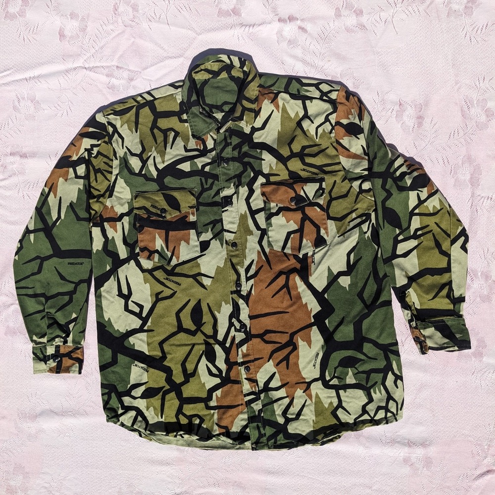 Vintage Predator Camo Shirt Mens XL Button Up Hunting Long Sleeve 90s Camouflage